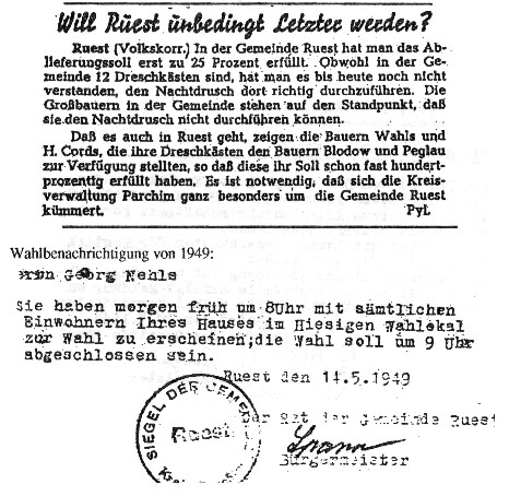 Ablieferungssoll, Wahlzwang 1949